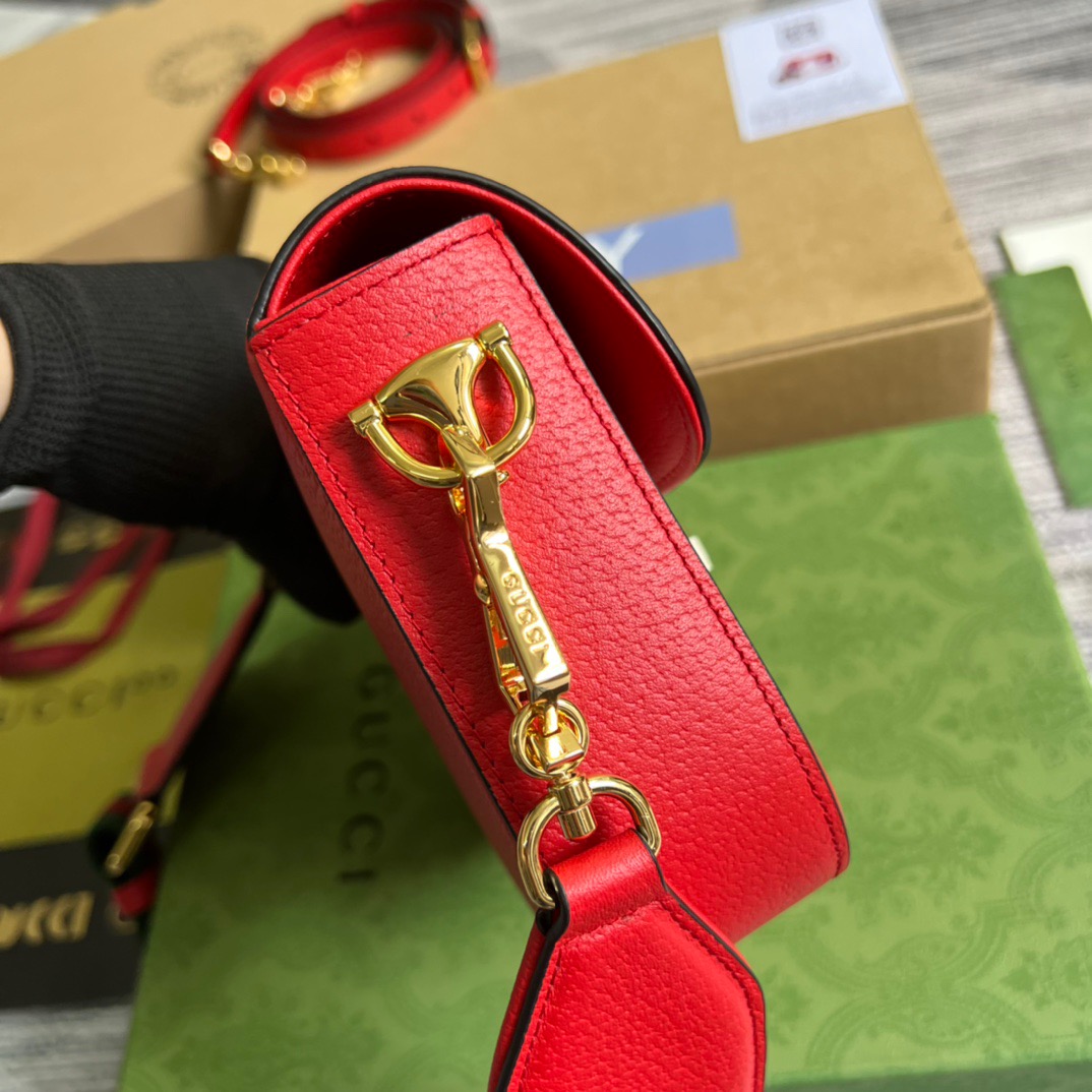 Gucci x Adidas Horsebit 1955 Mini Bag Red For Women, Women’s Bags 8.1in/21cm GG 658574ZDG 6563