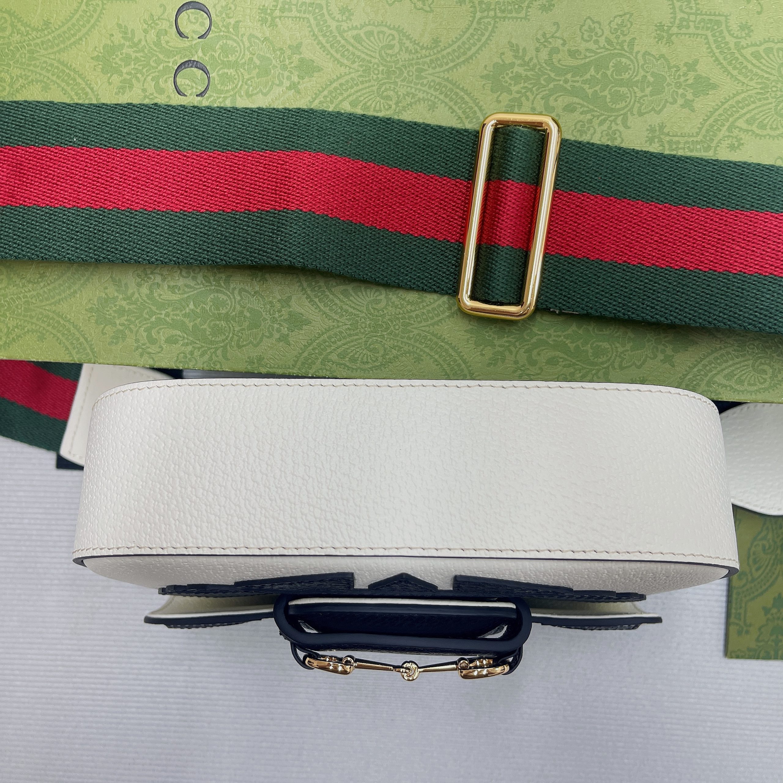 Gucci x Adidas Horsebit 1955 Mini Bag White For Women, Women’s Bags 8.1in/21cm GG 658574ZDG 8727
