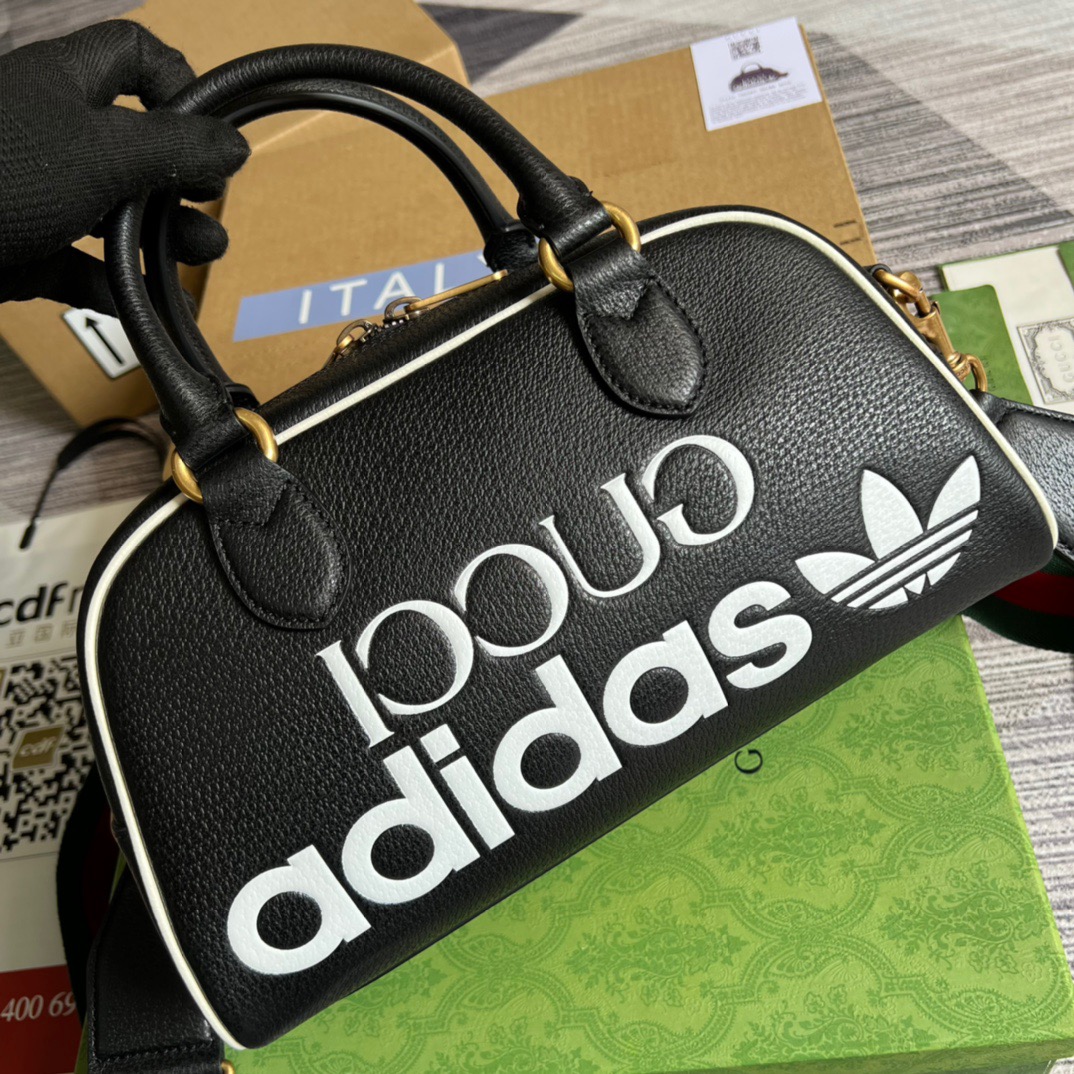 Gucci x Adidas Mini Duffle Bag Black For Women, Women’s Bags 12.4in/32cm GG 702397ZCT 8726