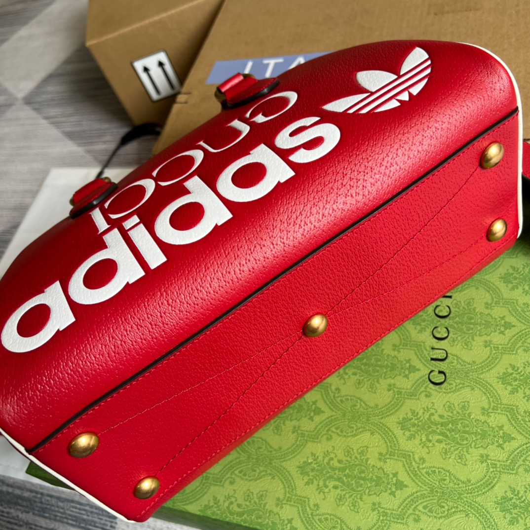 Gucci x Adidas Mini Duffle Bag Red For Women, Women’s Bags 12.4in/32cm GG 702397ZCT 6563