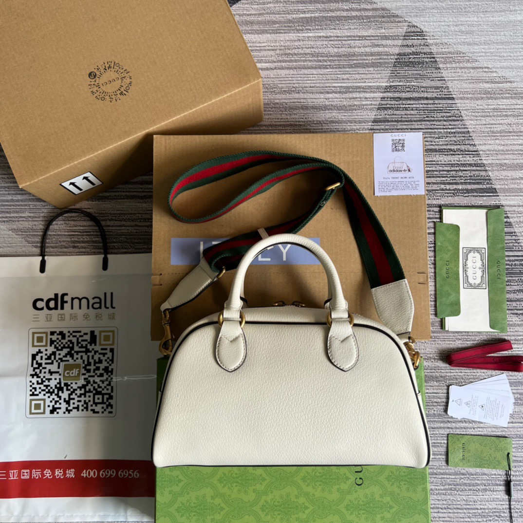 Gucci x Adidas Mini Duffle Bag White For Women, Women’s Bags 12.4in/32cm GG 702397ZCT 8727