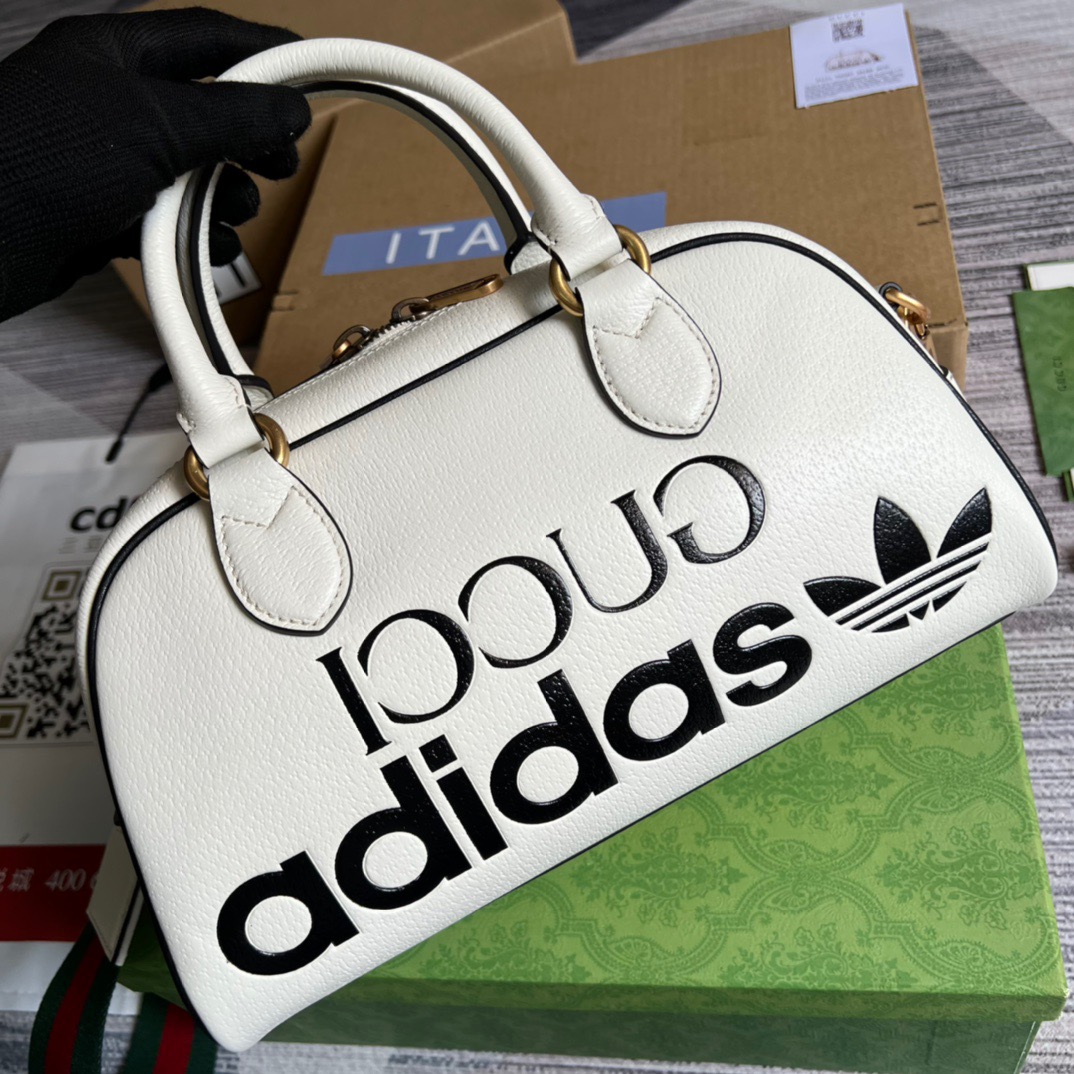 Gucci x Adidas Mini Duffle Bag White For Women, Women’s Bags 12.4in/32cm GG 702397ZCT 8727