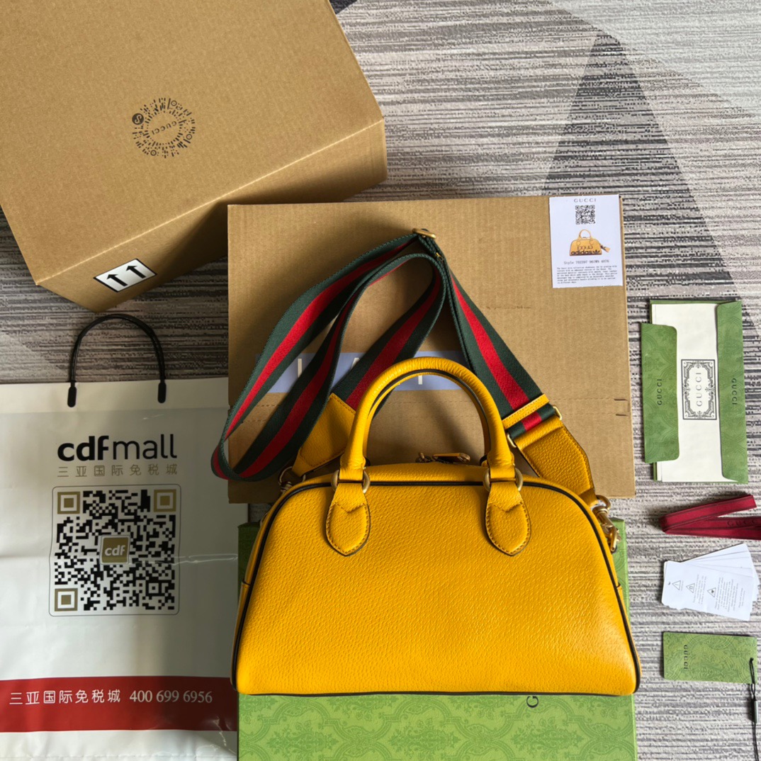 Gucci x Adidas Mini Duffle Bag Yellow For Women, Women’s Bags 12.4in/32cm GG