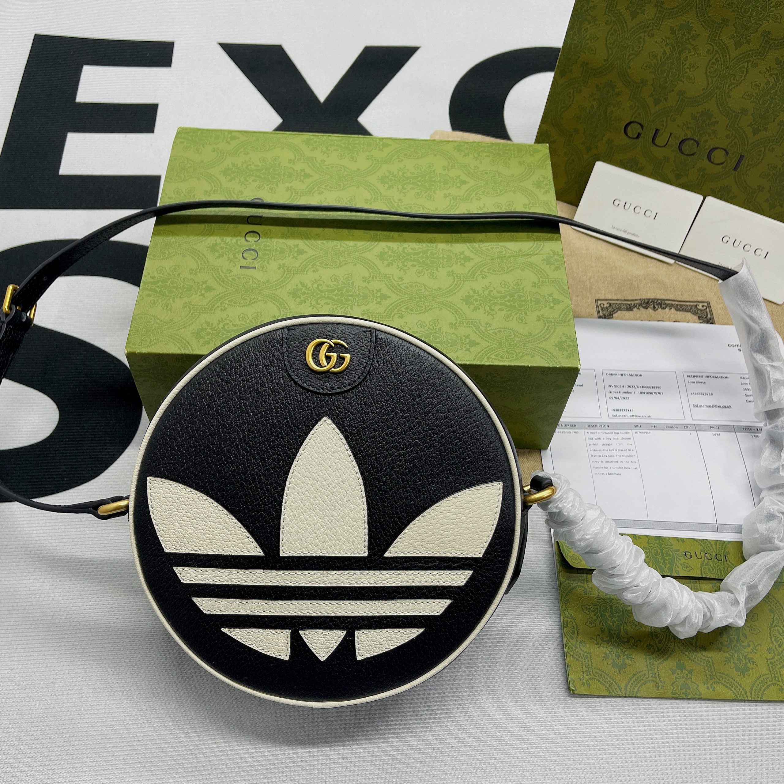 Gucci x Adidas Ophidia Shoulder Bag Black For Women, Women’s Bags 8.6in/22cm GG 