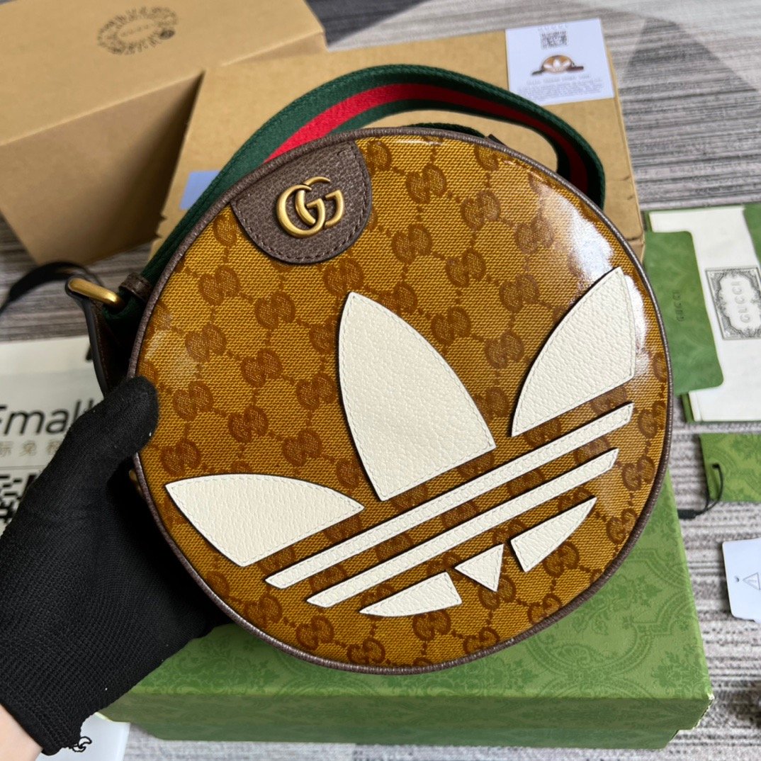 Gucci x Adidas Ophidia Small Shoulder Bag Brown For Women, Women’s Bags 8.6in/22cm