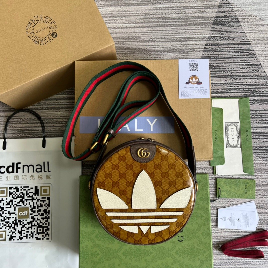 Gucci x Adidas Ophidia Small Shoulder Bag Brown For Women, Women’s Bags 8.6in/22cm