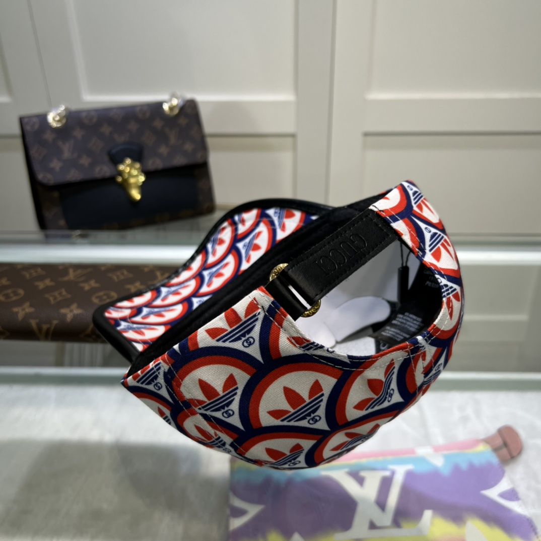 Gucci x Adidas Trefoil Print Baseball Hat Multicolor GG Hat 696485 4HAQF 6468