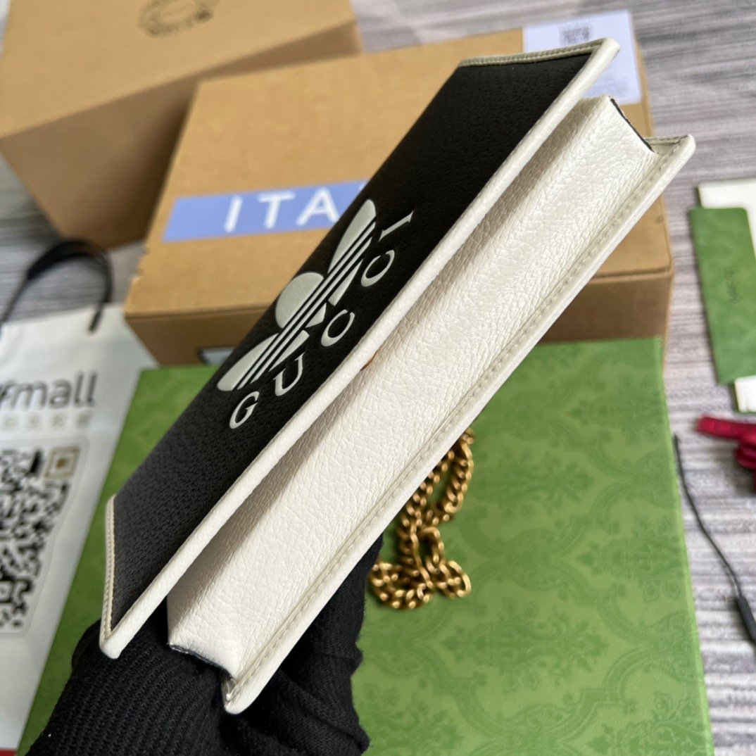 Gucci x Adidas Wallet With Chain Black For Women, Women’s Bags 7.5in/19cm GG 621892 UZ3BG 1057