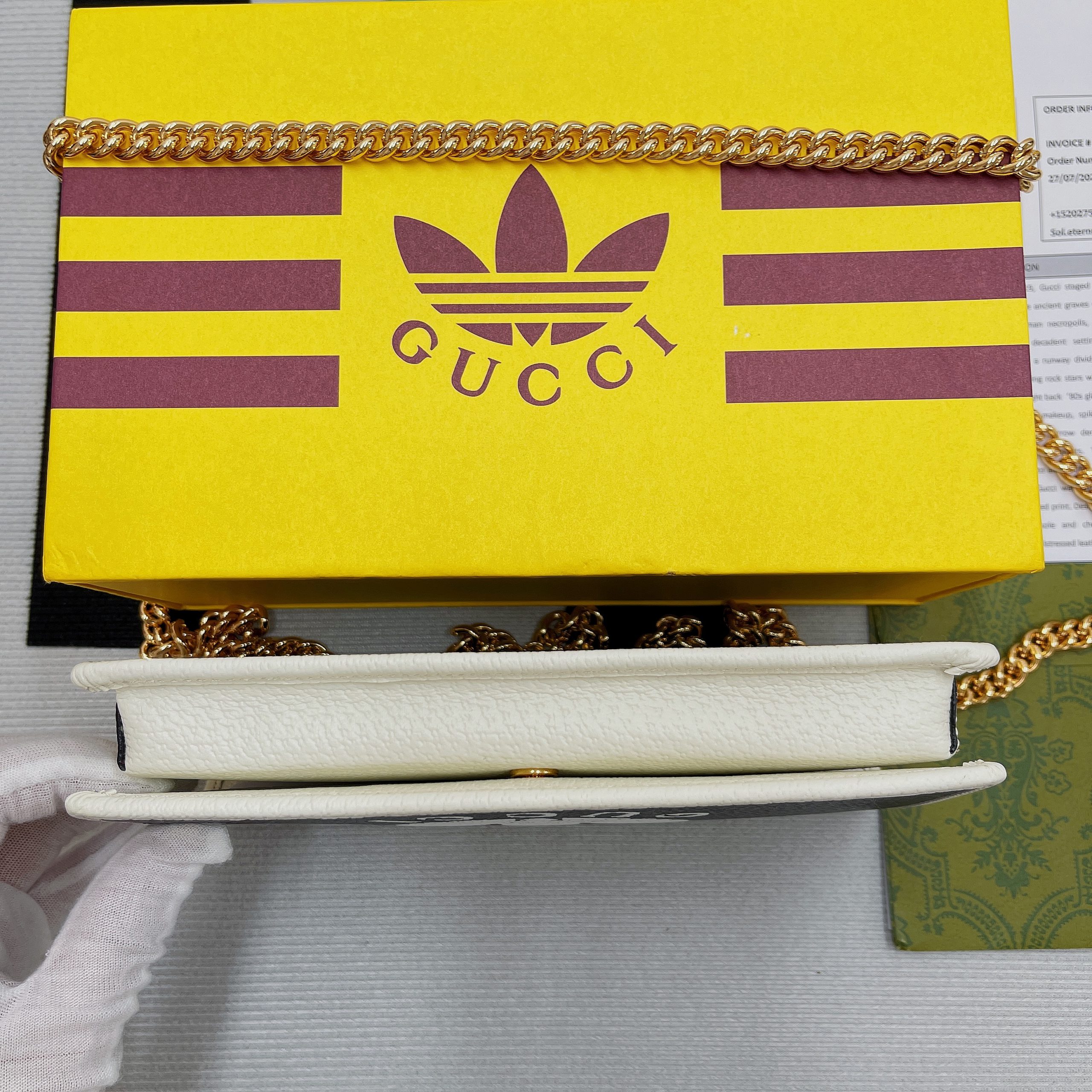 Gucci x Adidas Wallet With Chain Black For Women, Women’s Bags 7.5in/19cm GG 621892 UZ3BG 1057