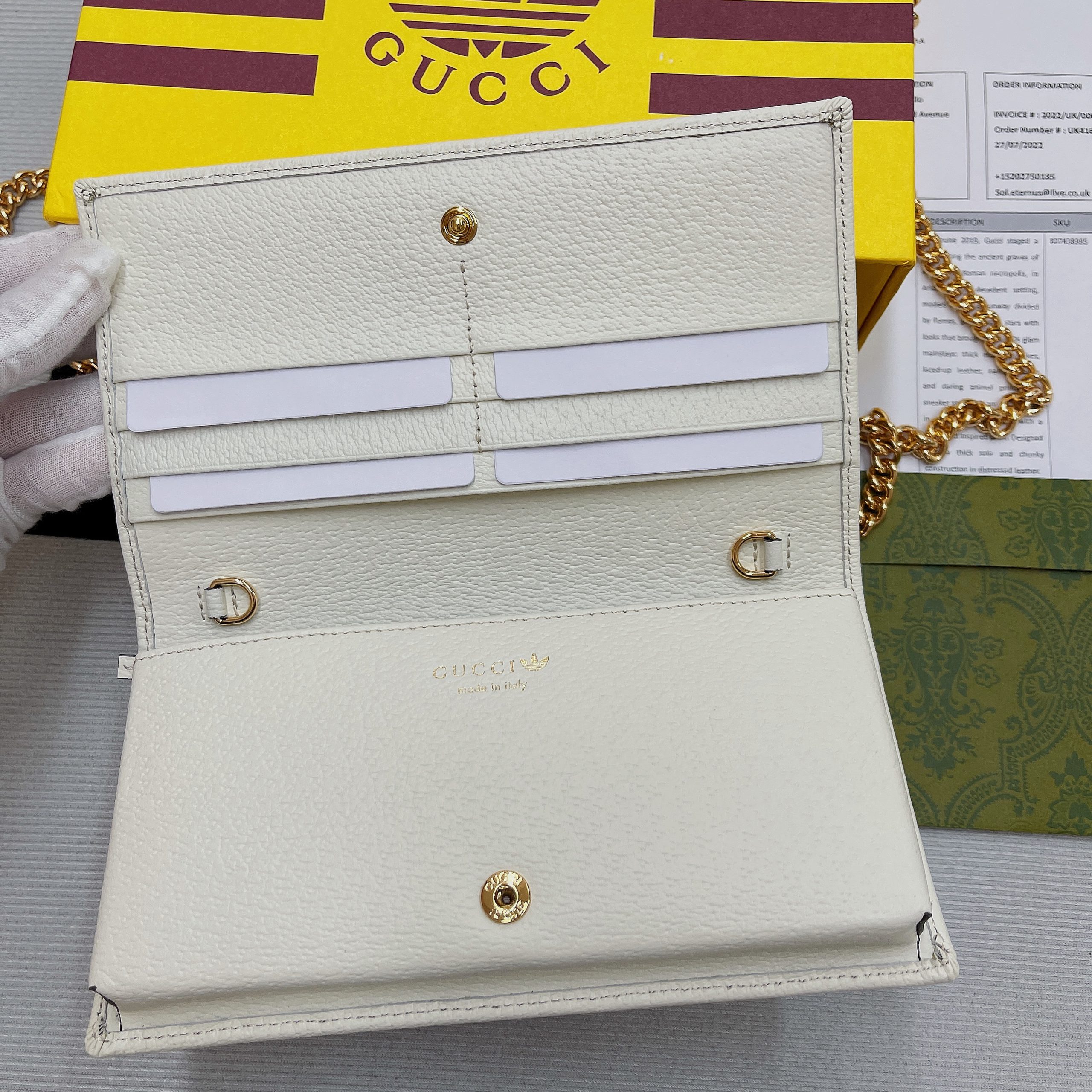 Gucci x Adidas Wallet With Chain Red For Women, Women’s Bags 7.5in/19cm GG 621892 UZ3BG 6484