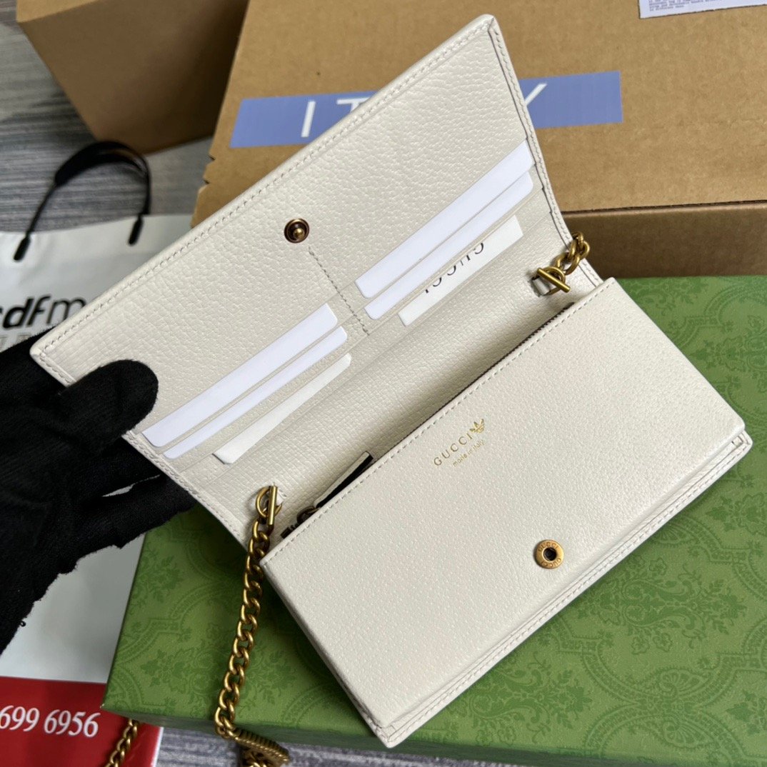 Gucci x Adidas Wallet With Chain Red For Women, Women’s Bags 7.5in/19cm GG 621892 UZ3BG 6484