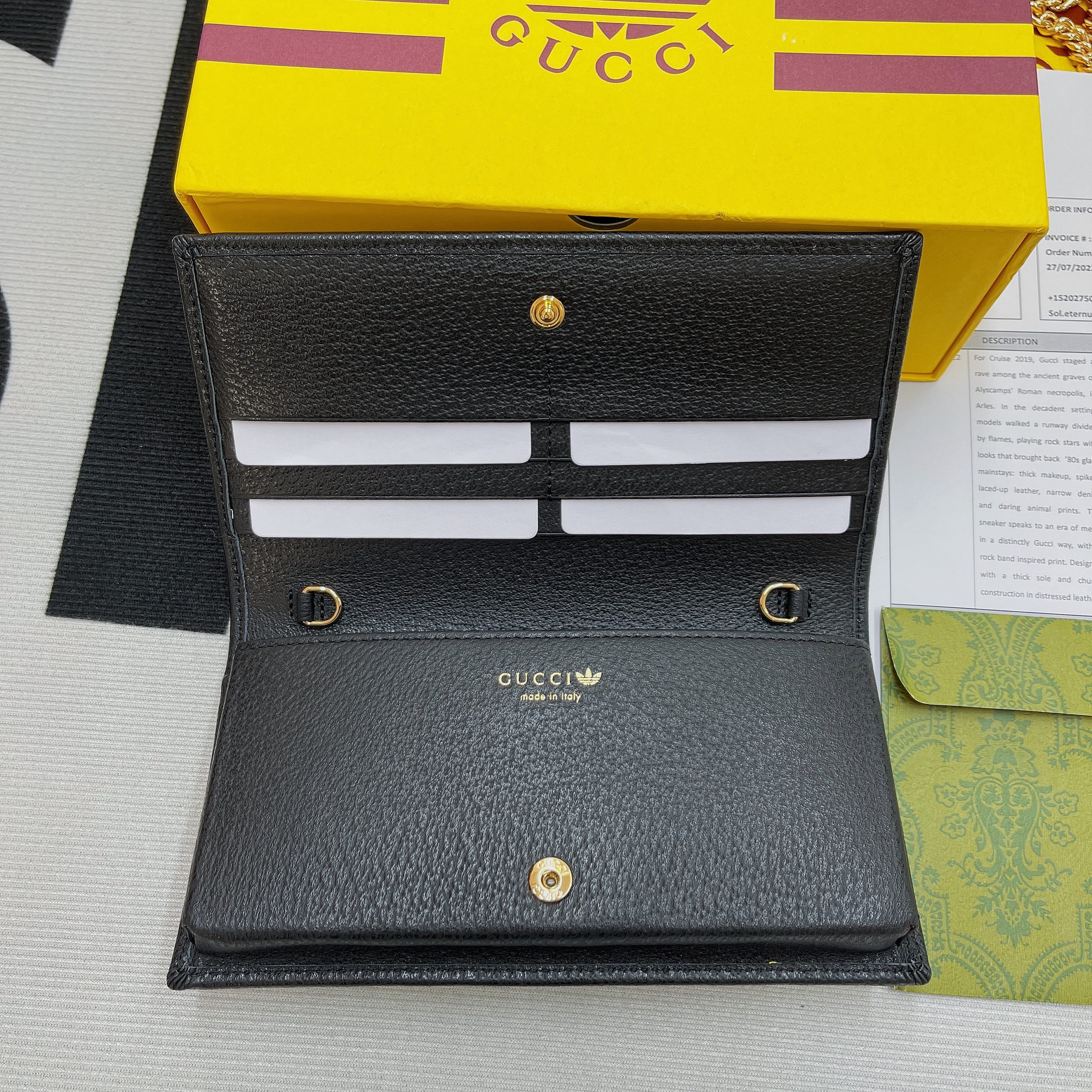 Gucci x Adidas Wallet With Chain White For Women, Women’s Bags 7.5in/19cm GG 621892 UZ3BG 8847