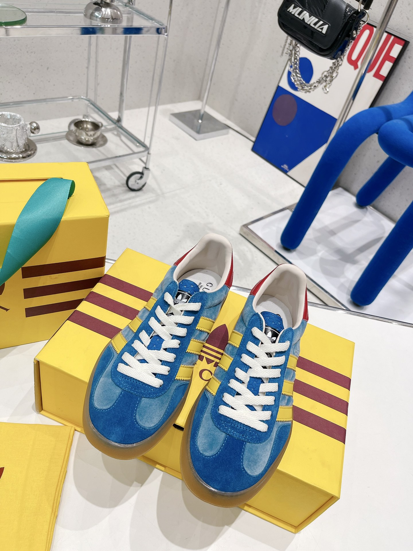 Gucci x Adidas Women’s Gazelle Sneaker Blue For Women GG