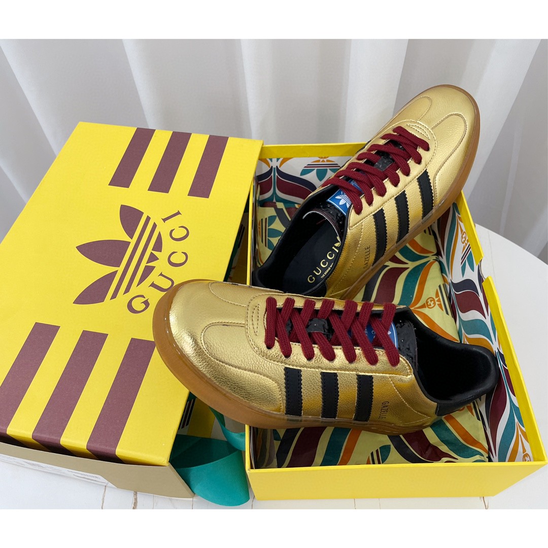 Gucci x Adidas Women’s Gazelle Sneaker Metallic Gold For Women 707847 AAA2M 8043