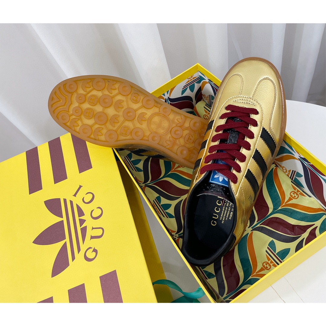 Gucci x Adidas Women’s Gazelle Sneaker Metallic Gold For Women 707847 AAA2M 8043