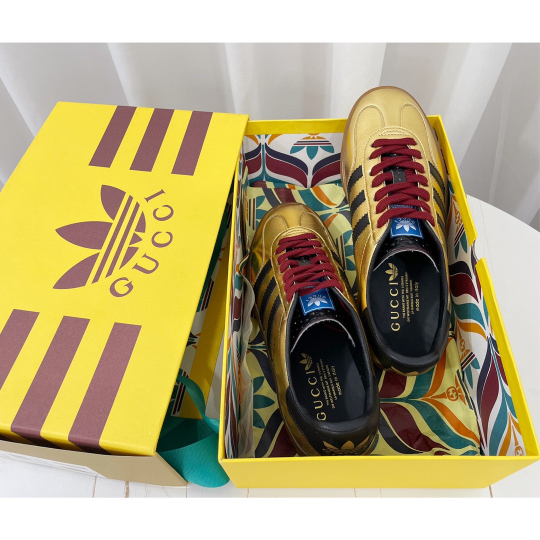 Gucci x Adidas Women’s Gazelle Sneaker Metallic Gold For Women 707847 AAA2M 8043