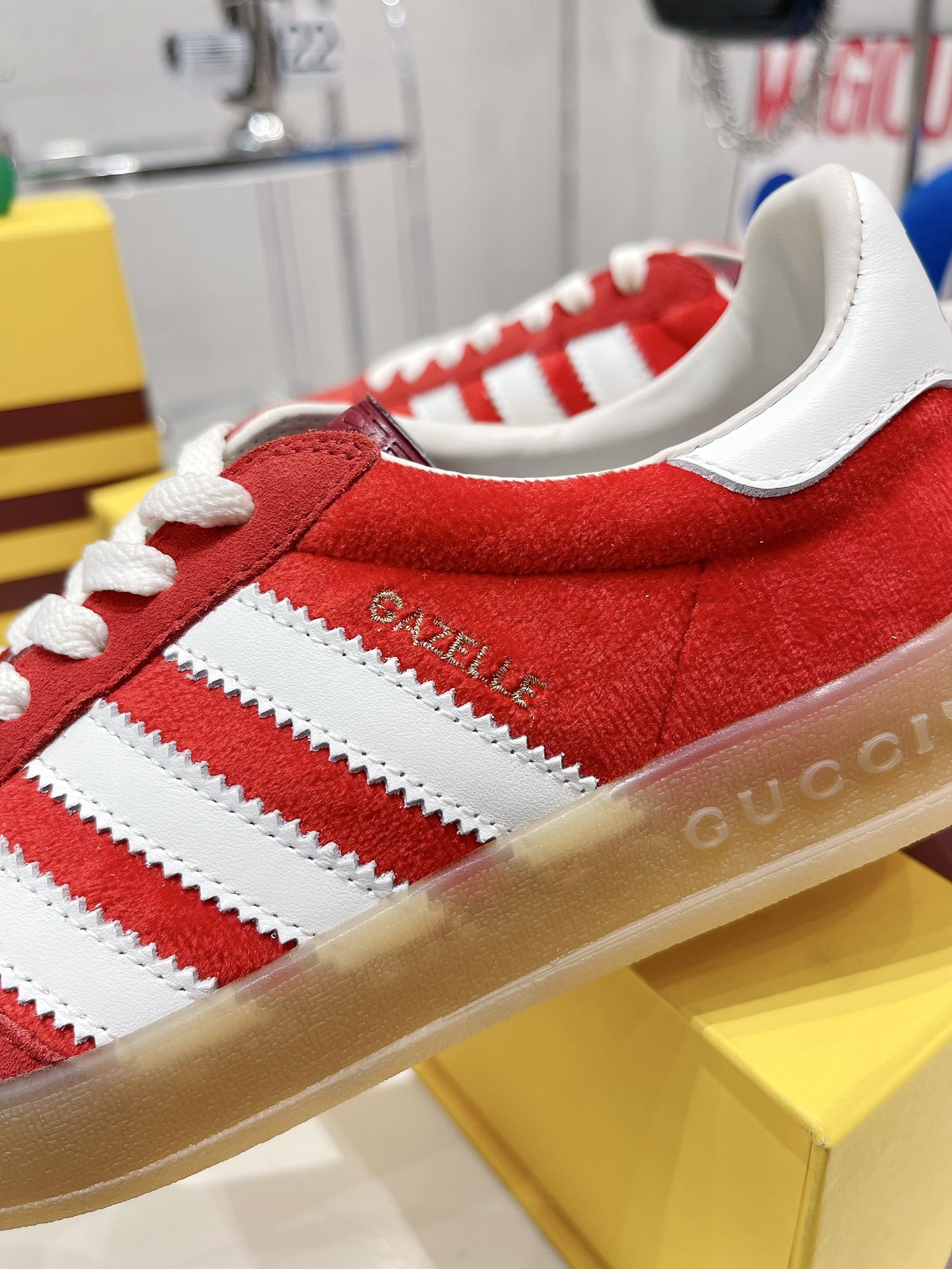 Gucci x Adidas Women’s Gazelle Sneaker Red For Women GG