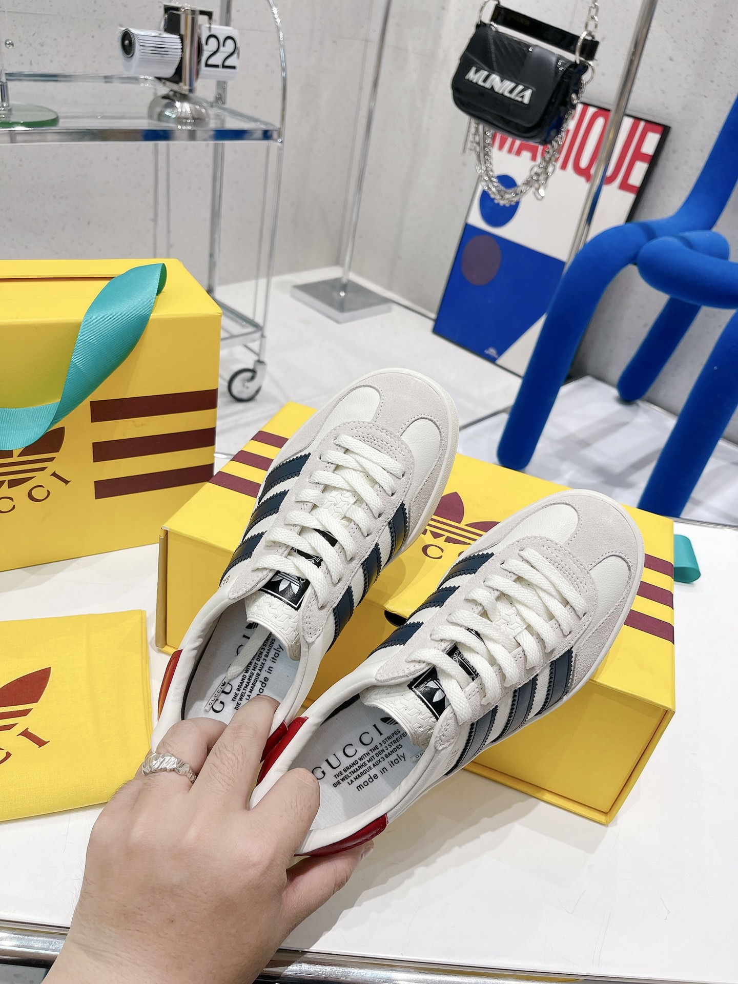 Gucci x Adidas women’s Gazelle Sneaker White For Women GG 707861 UTT10 9060
