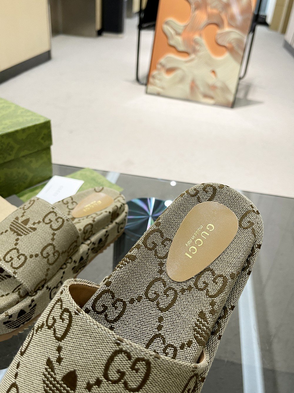 Gucci x Adidas Women’s GG Platform Sandal Beige For Women GG