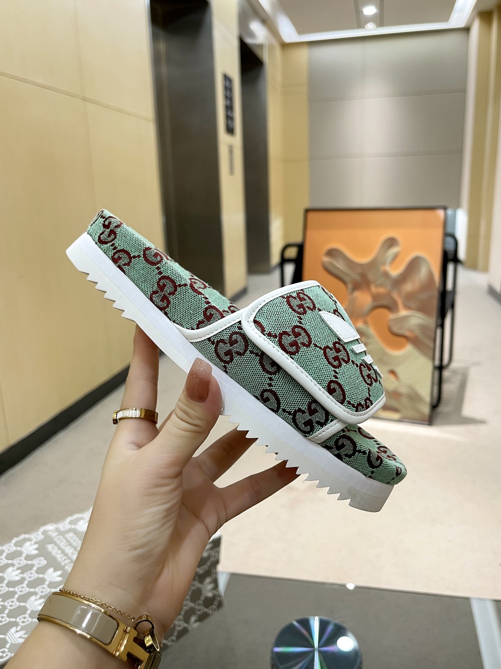 Gucci x Adidas Women’s GG Platform Sandal Light Grey For Women GG