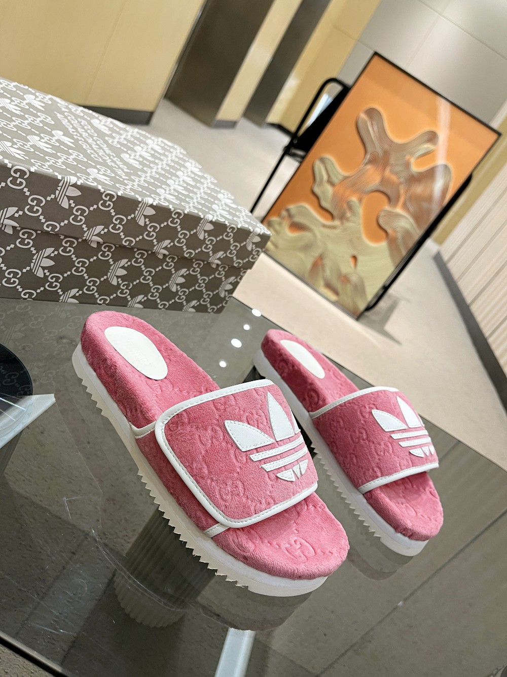 Gucci x Adidas Women’s GG Platform Sandal Pink For Women GG