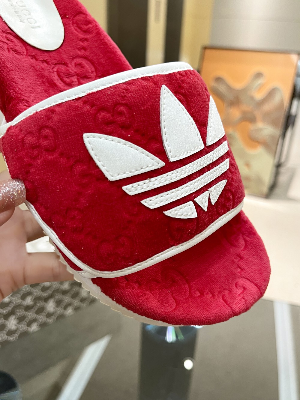 Gucci x Adidas Women’s GG Platform Sandal Red For Women GG 702398 UU010 6560