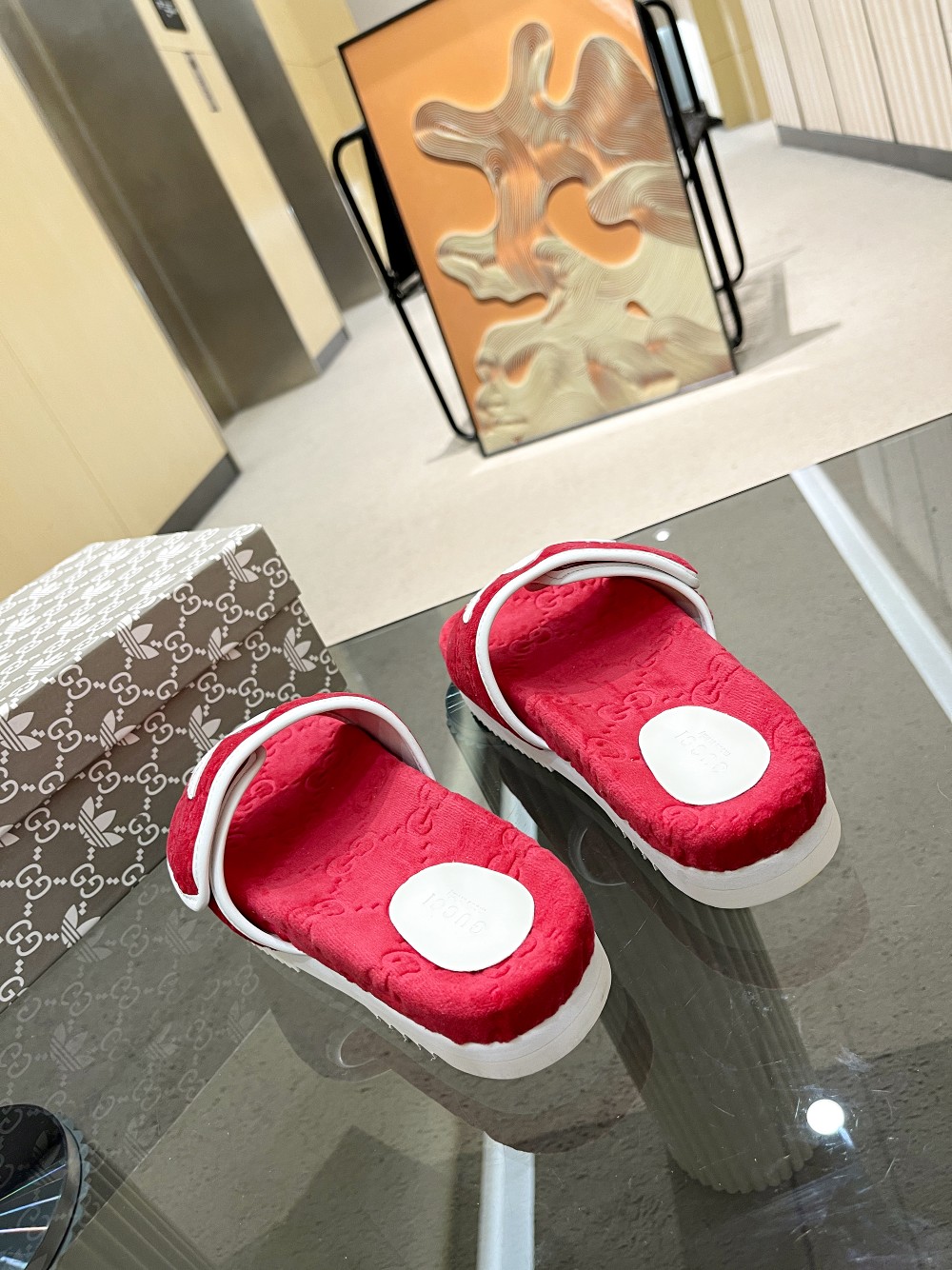 Gucci x Adidas Women’s GG Platform Sandal Red For Women GG 702398 UU010 6560