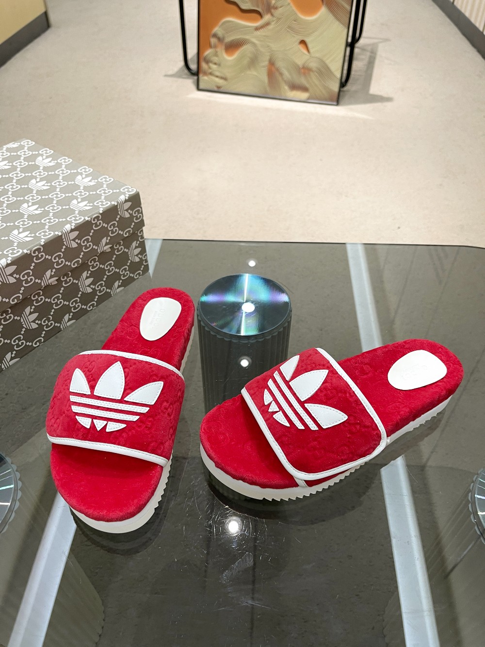 Gucci x Adidas Women’s GG Platform Sandal Red For Women GG 702398 UU010 6560