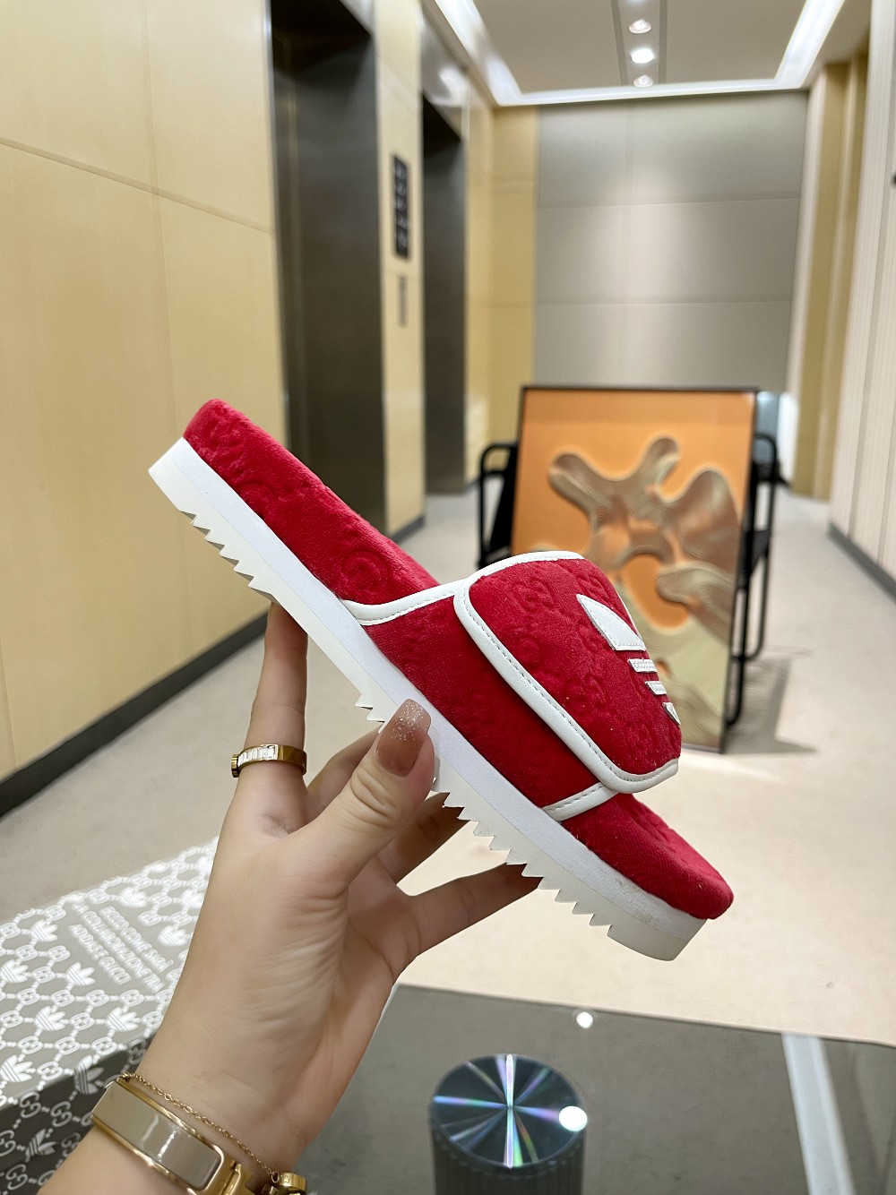 Gucci x Adidas Women’s GG Platform Sandal Red For Women GG 702398 UU010 6560