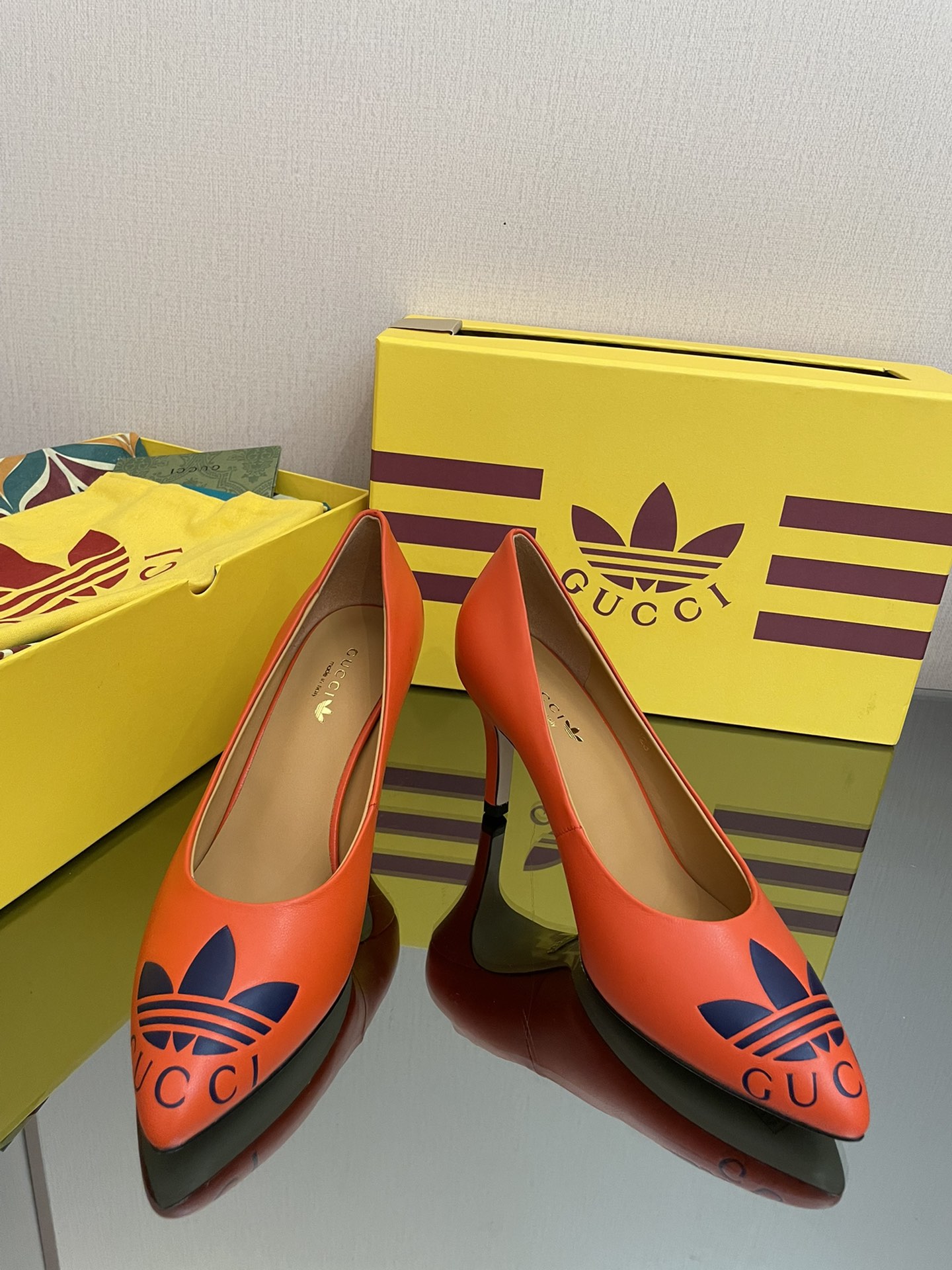 Gucci x Adidas Women’s Trefoil Pump Orange For Women GG 702213 C9D00 7519