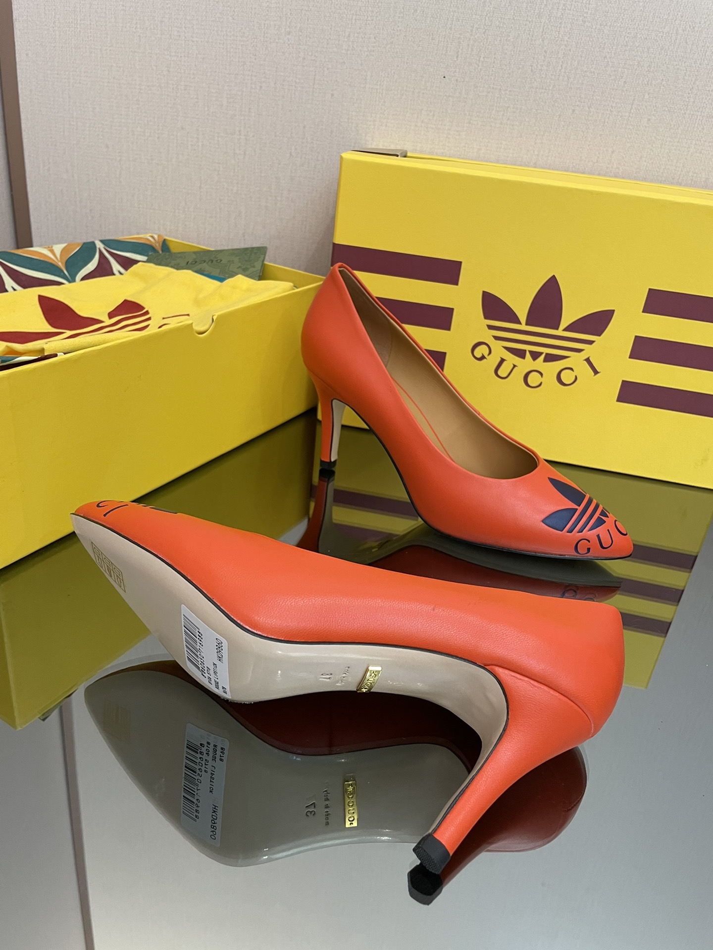 Gucci x Adidas Women’s Trefoil Pump Orange For Women GG 702213 C9D00 7519