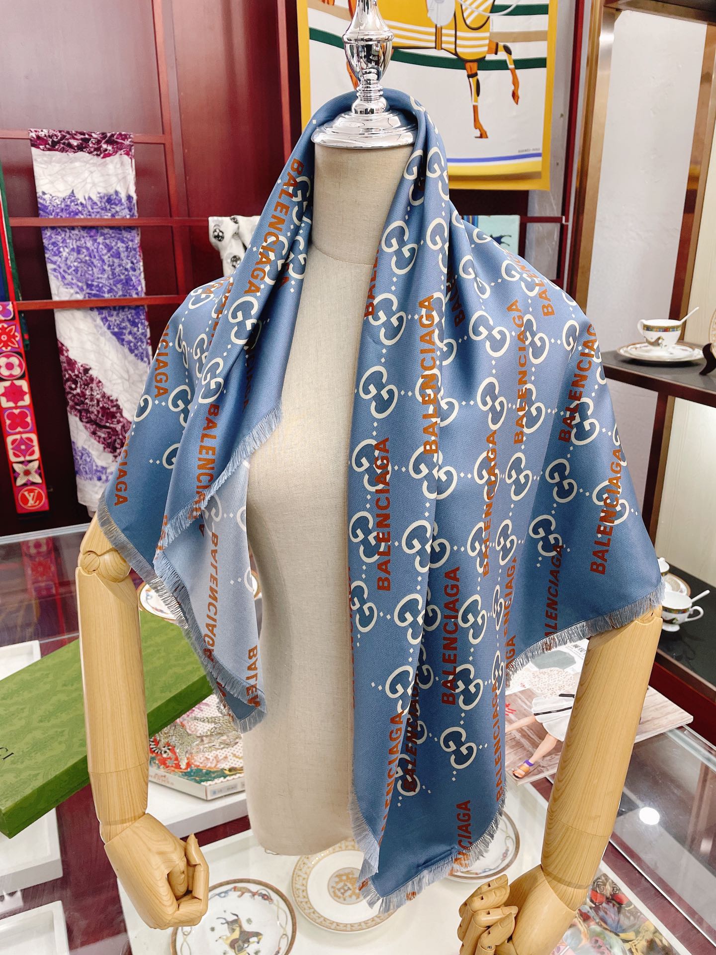 Gucci x Balenciaga in Blue Square Scarf 90cm/35in