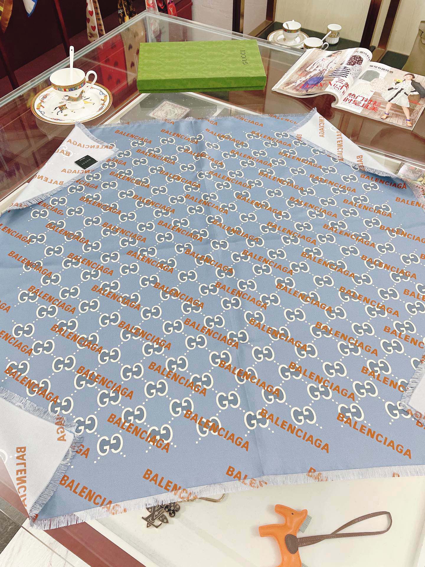 Gucci x Balenciaga in Blue Square Scarf 90cm/35in