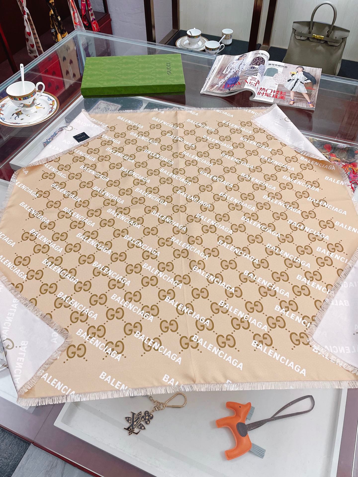 Gucci x Balenciaga in Light Brown Square Scarf 90cm/35in