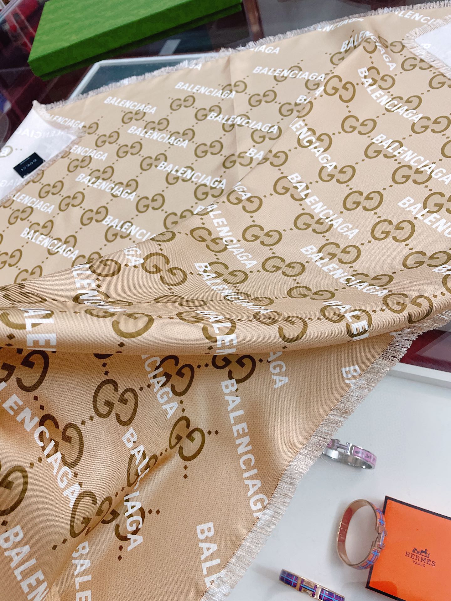 Gucci x Balenciaga in Light Brown Square Scarf 90cm/35in