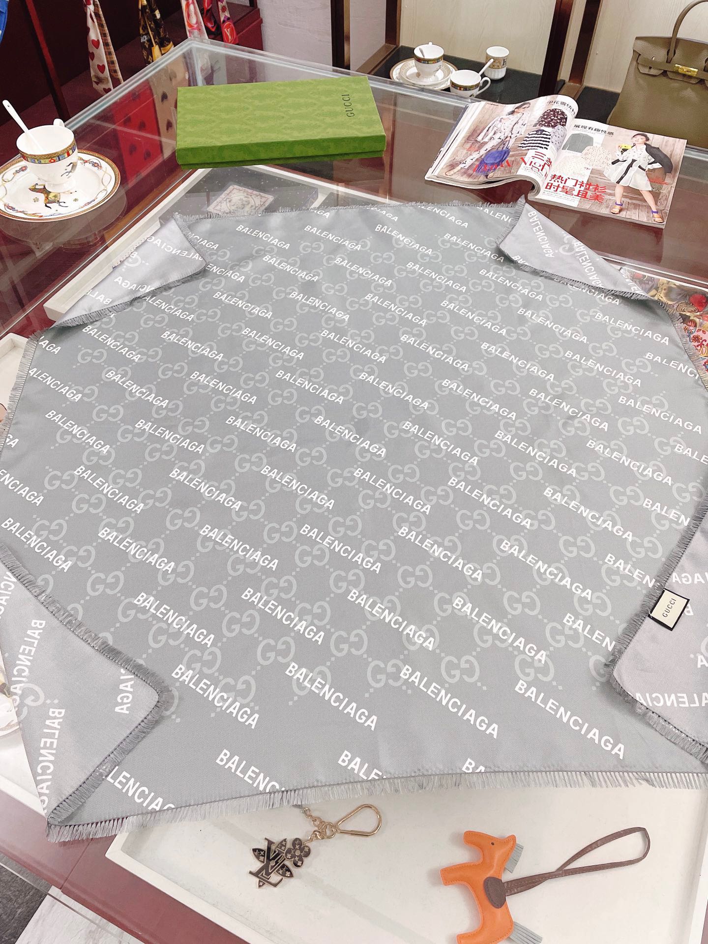 Gucci x Balenciaga in Light Grey Square Scarf 90cm/35in