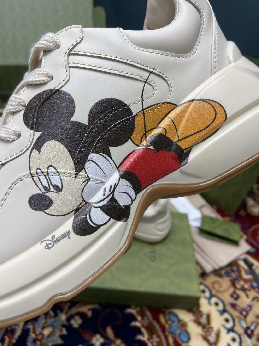 Gucci x Disney Women’s Rhyton Sneaker With Mickey Mouse White Ivory For Women 602049 DRW00 9522