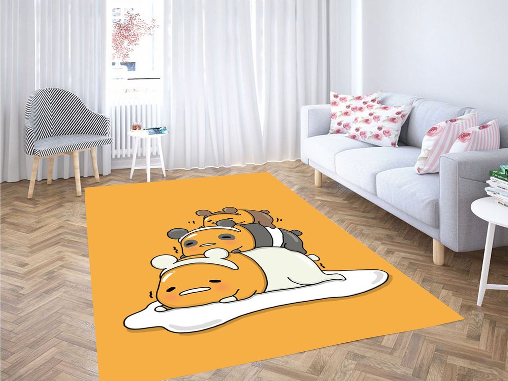 Gudetama X We Bare Bears Living Room Modern Carpet Rectangle Rug