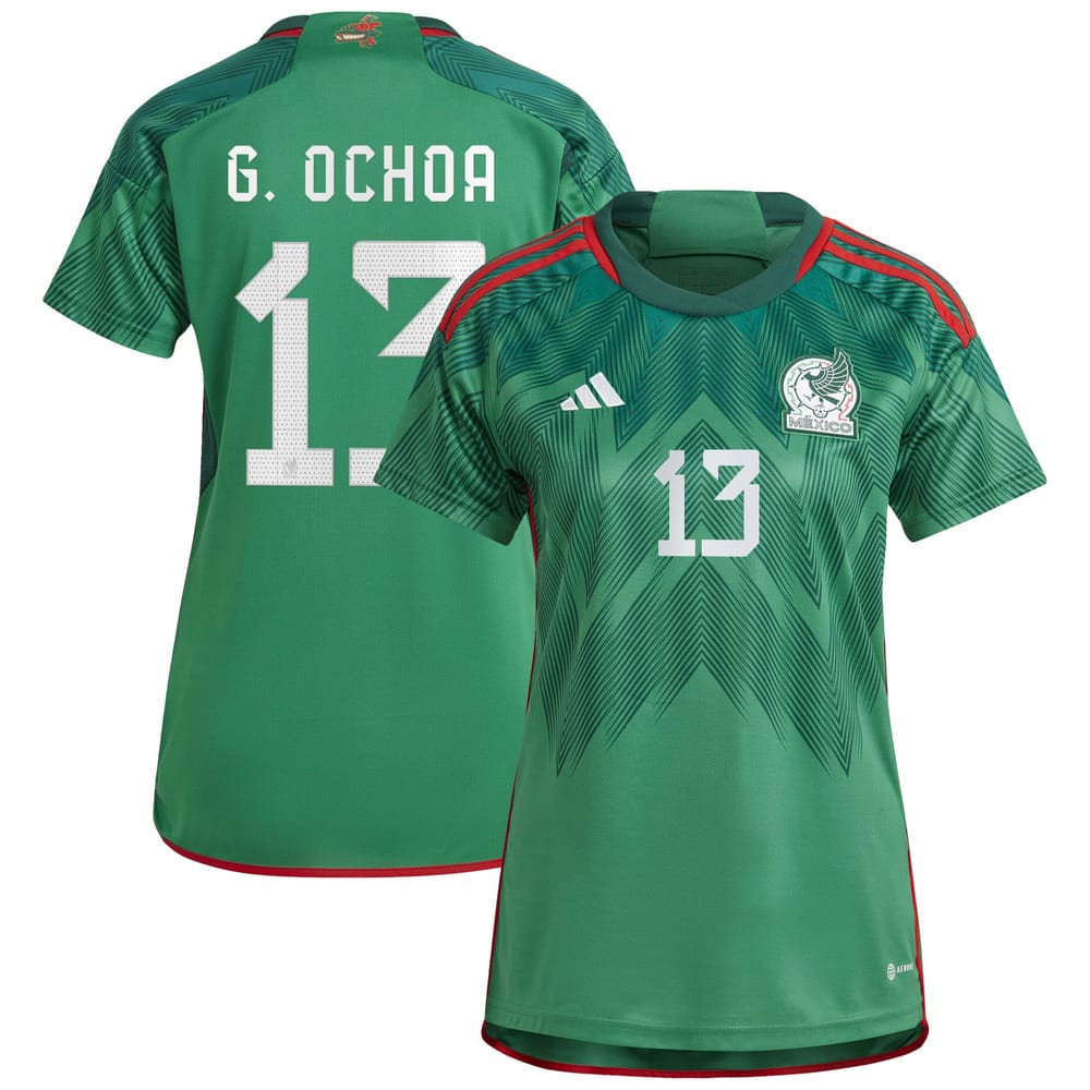 Guillermo Ochoa 13 Mexico National Team 2022-23 World Cup Home Women Soccer Jersey – Green
