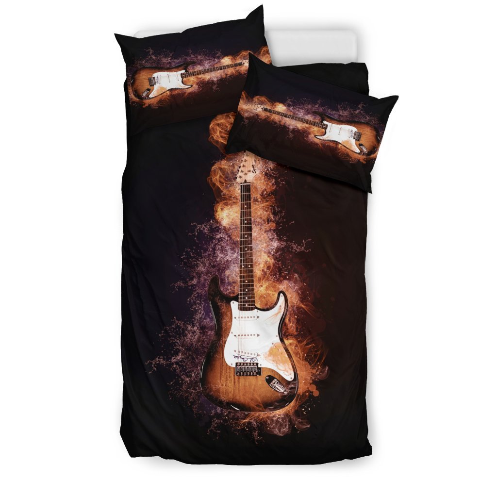 Guitar Flames 3D Customized Duvet Cover Bedding Set