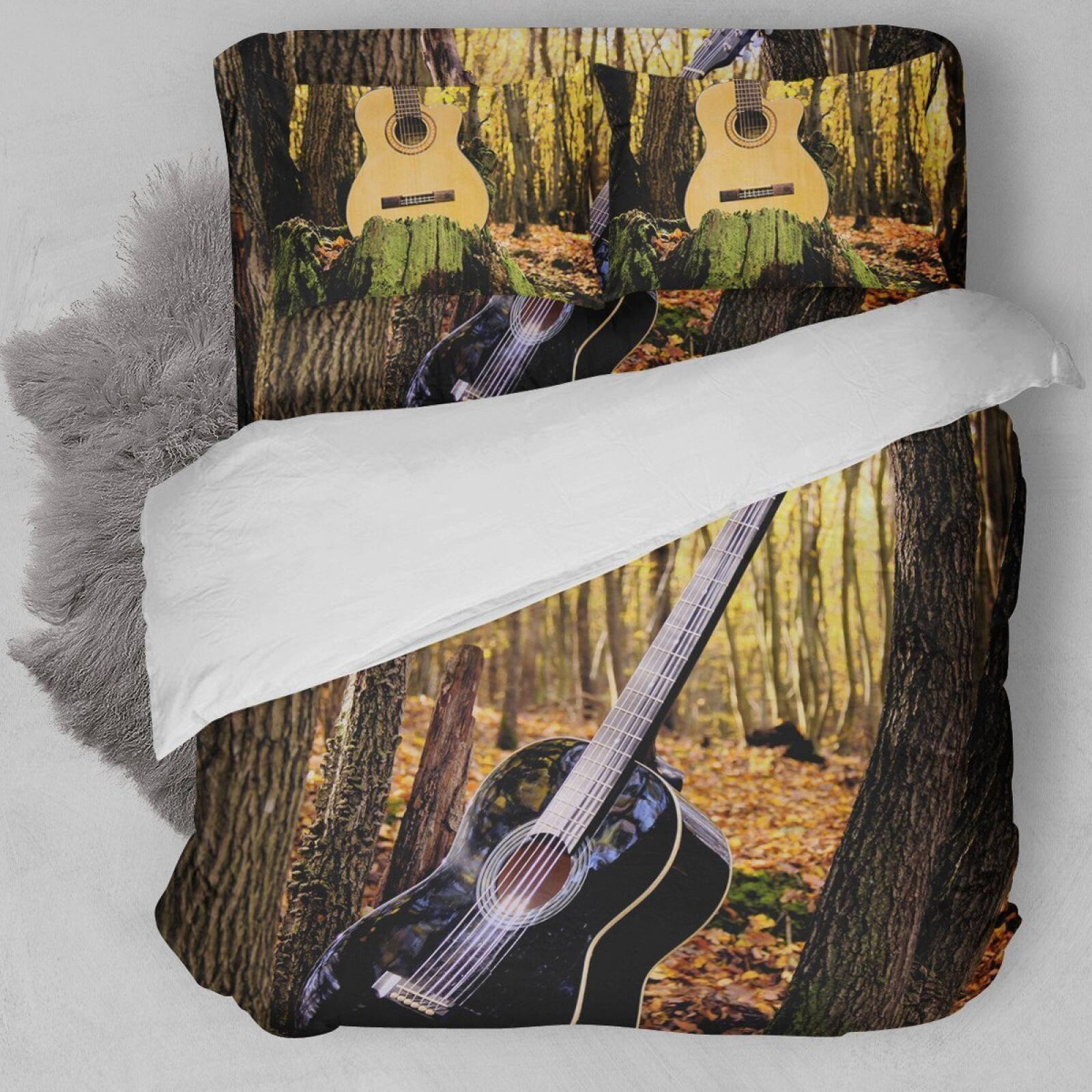 Guitar In The Forest Duvet Cover Bedding Set
