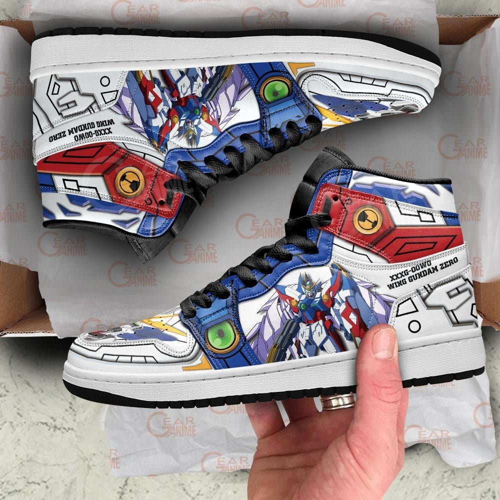 Gundam JD1s Sneakers Anime XXXG-00W0 Wing Gundam Zero Shoes, Air Jordan Hightop