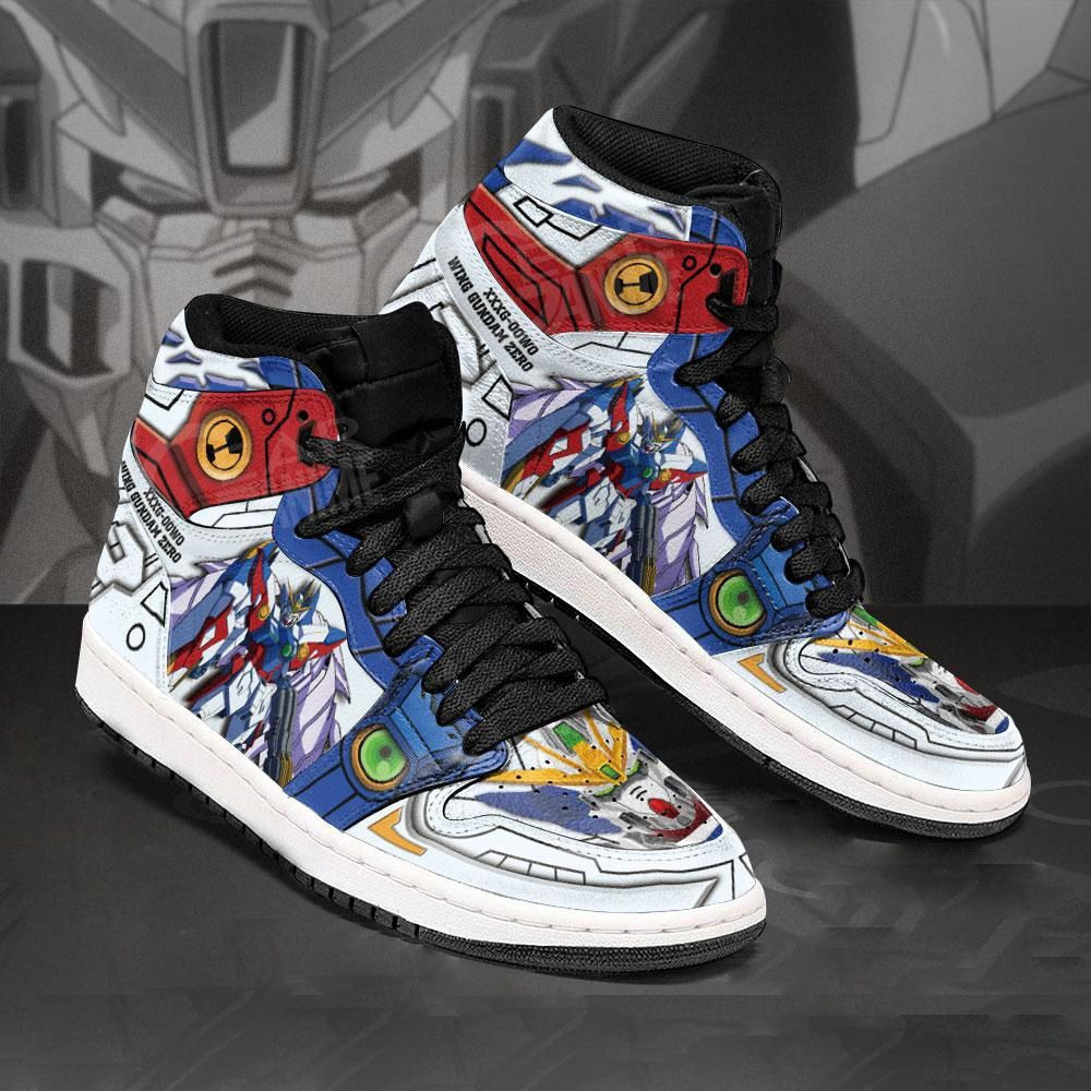 Gundam Sneakers XXXG-00W0 Wing Gundam Zero Anime High Top Air Jordan Sneaker, Air Jordan Hightop