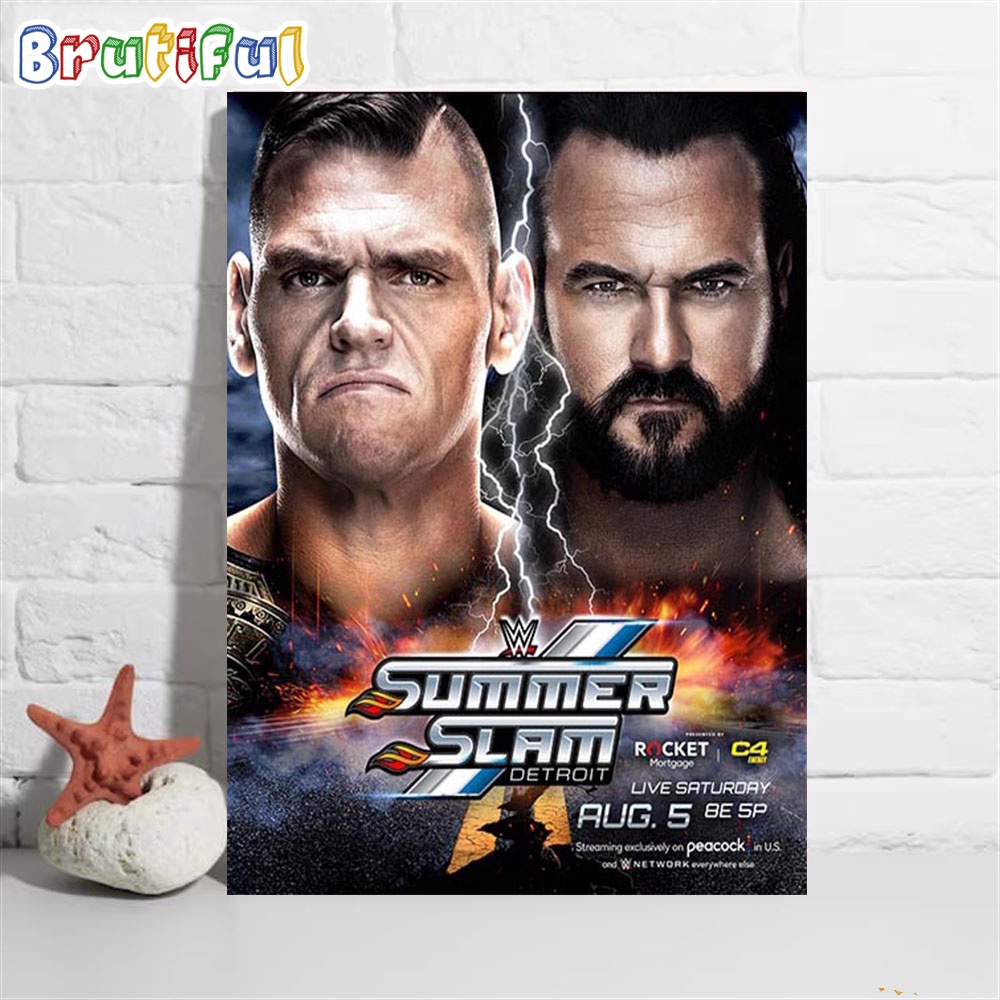 Gunther Vs Drew McIntyre For Intercontinental Champion At WWE SummerSlam Wall Art Poster Canvas