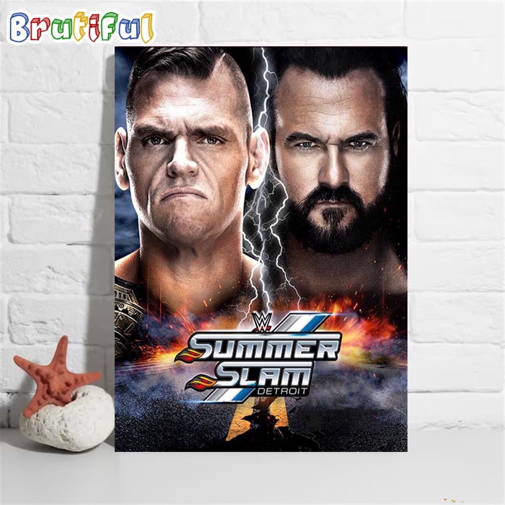 Gunther vs Drew McIntyre For Intercontinental Champion Title At WWE SummerSlam Wall Art Poster Canvas
