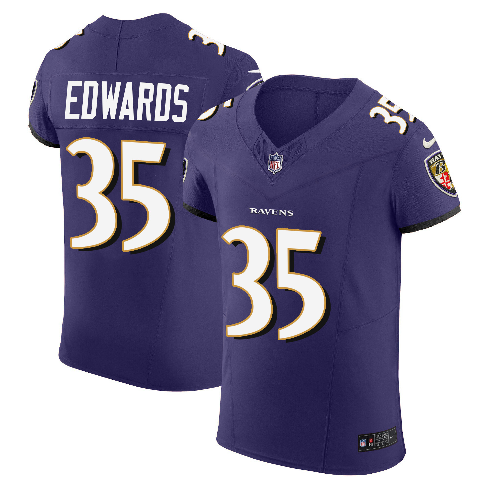 Gus Edwards Men's Baltimore Ravens Vapor Elite Purple Jersey All Stitched