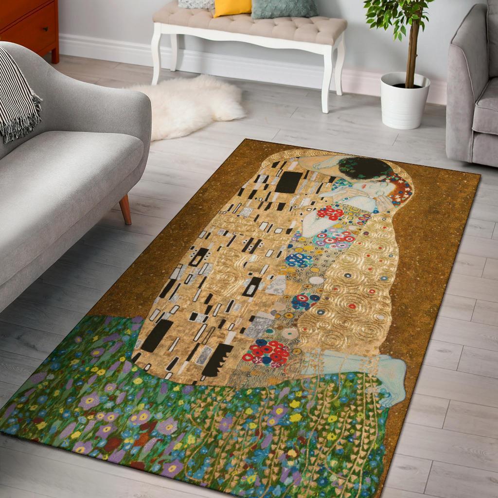 Gustav Klimt The Kiss Area Rectangle Rug