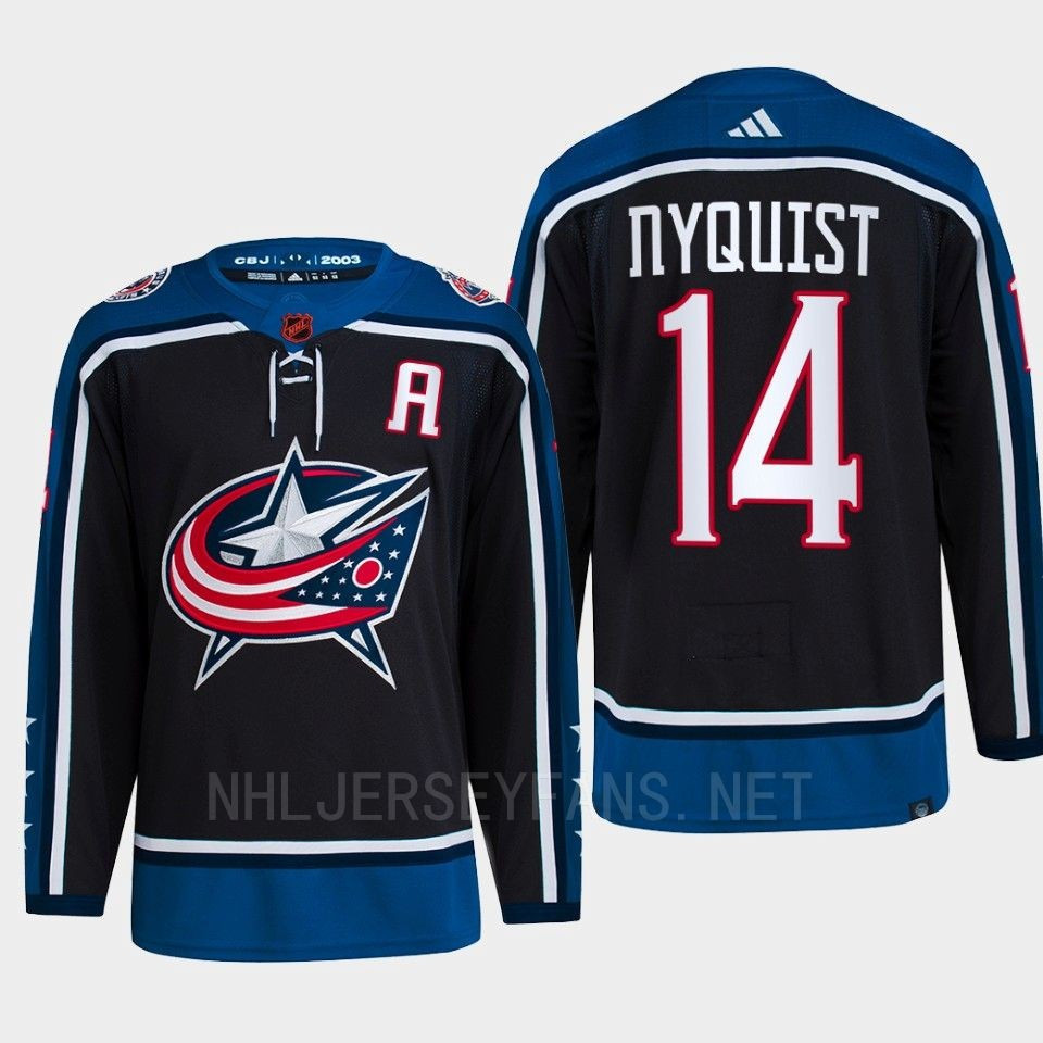 Gustav Nyquist 14 Reverse Retro 2.0 2022 Columbus Blue Jackets Navy Stitched Jersey Primegreen