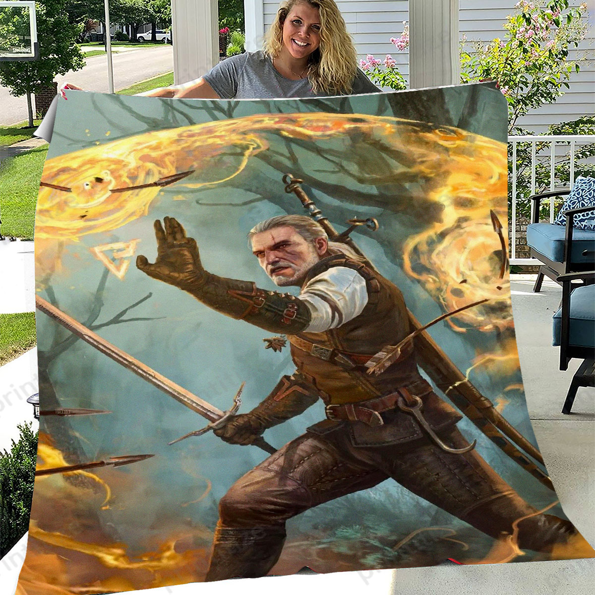 Gwent Geralt Quen Fleece Blanket