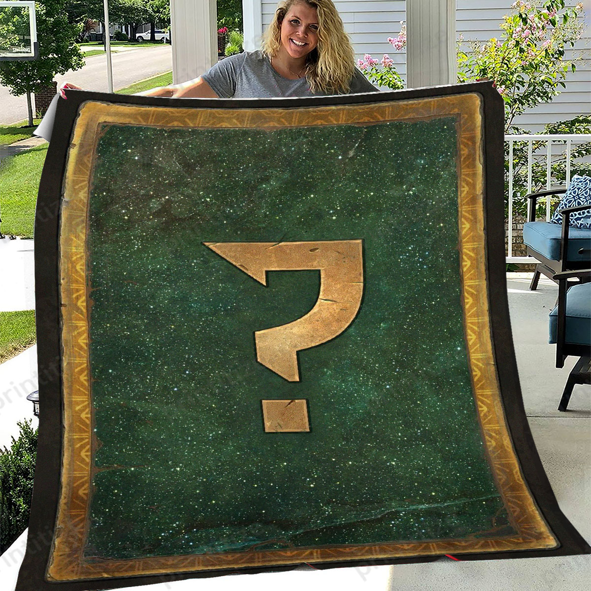 Gwent Green Question Mark Fleece Blanket